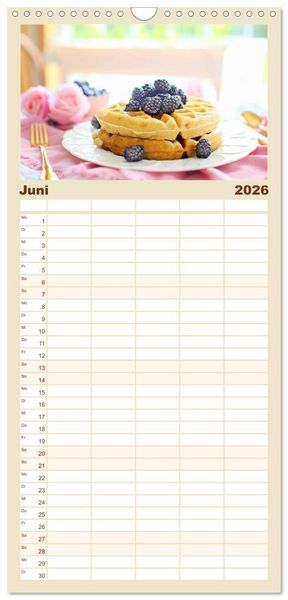 Produktbild: Familienplaner 2026 - Zartes Landhausflair. Erholung und Entspannung f&uuml;r die Seele mit 5 Spalten (Wandkalender, 21 x 45 cm) CALVENDO