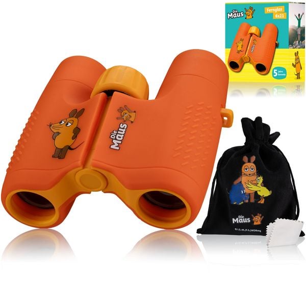 Produktbild: Bresser 12691 - DieMaus Kinder-Fernglas (orange) mit 6-facher Vergr&ouml;&szlig;erung, mit Beutel