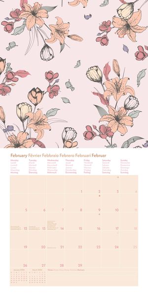 Kalender 203 Floral mit Gold A4 hoch gestalten