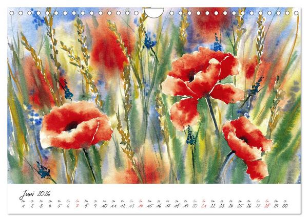 Produktbild: Blumen Bl&uuml;ten Aquarelle (Wandkalender 2026 DIN A4 quer), CALVENDO Monatskalender
