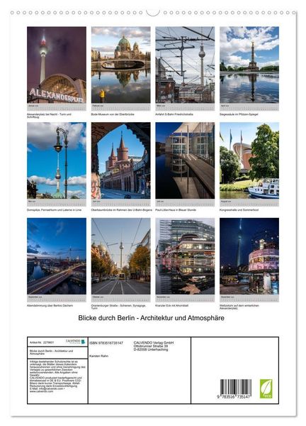 Produktbild: Blicke durch Berlin - Architektur und Atmosph&auml;re (hochwertiger Premium Wandkalender 2026 DIN A2 hoch), Kunstdruck in Hochglanz