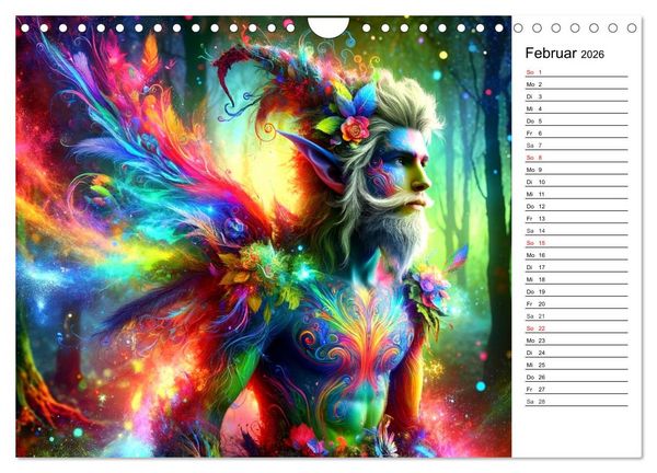 Produktbild: Mythische Wesen - Fabelwesen im Farbenrausch: Ein buntes Spektakel (Wandkalender 2026 DIN A4 quer), CALVENDO Monatskalender