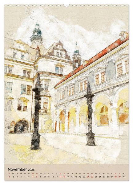 Produktbild: Dresden wie gemalt (hochwertiger Premium Wandkalender 2026 DIN A2 hoch), Kunstdruck in Hochglanz