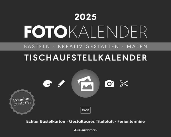 Creative Line Tischaufsteller quer 2025 - Kreativ-Kalender - DIY-Kalender - Kalender zum Basteln - Tischkalender - 20x16