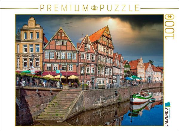 Produktbild: CALVENDO Puzzle Stade, der alte Hansehafen mit dem Giekewer | 1000 Teile Lege-Gr&ouml;&szlig;e 64x48cm Foto-Puzzle f&uuml;r gl&uuml;ckliche Stunden