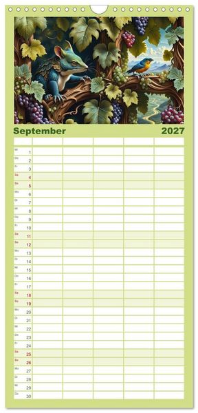Produktbild: Familienplaner 2027 - Verborgene Welten: Arkanum der mystischen Tierwesen mit 5 Spalten (Wandkalender, 21 x 45 cm) CALVENDO