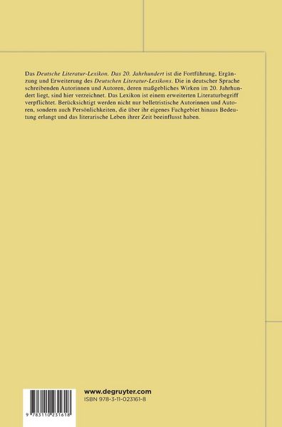 Produktbild: Deutsches Literatur-Lexikon. Das 20. Jahrhundert / Hauptmann - Heinemann