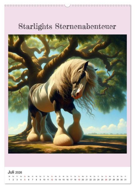 Produktbild: Tinker Ponys - Magische Momente, Gypsy Vanner f&uuml;r M&auml;dchen (Wandkalender 2026 DIN A2 hoch), CALVENDO Monatskalender