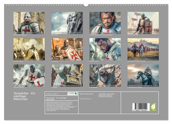 Produktbild: Tempelritter - Ein m&auml;chtiger Ritterorden (hochwertiger Premium Wandkalender 2026 DIN A2 quer), Kunstdruck in Hochglanz
