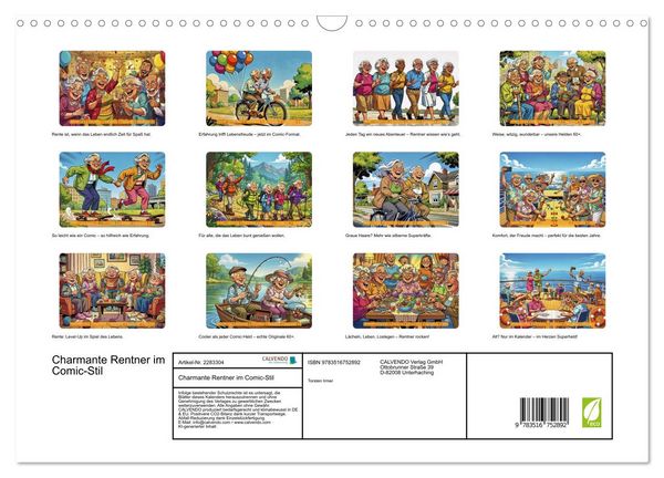 Produktbild: Charmante Rentner im Comic-Stil (Wandkalender 2027 DIN A3 quer), CALVENDO Monatskalender