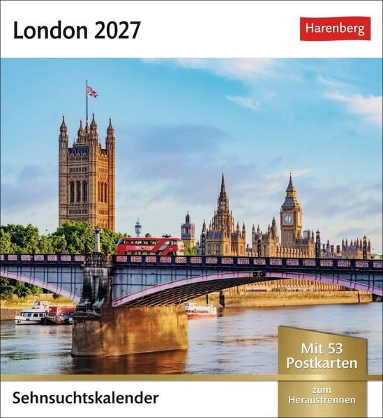 Produktbild: London Sehnsuchtskalender 2027 - Wochenkalender mit 53 Postkarten