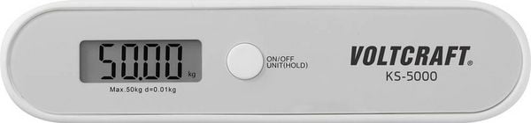 Produktbild: VOLTCRAFT KS-5000 Kofferwaage KS-5000 W&auml;gebereich (max.) 50 kg Ablesbarkeit 10 g batteriebetrieben Grau
