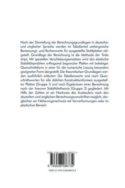 Produktbild: Tables for the Design and Analysis of Stiffened Steel Plates / Entwurfs- und Berechnungstabellen f&uuml;r ausgesteifte Stahlplatten