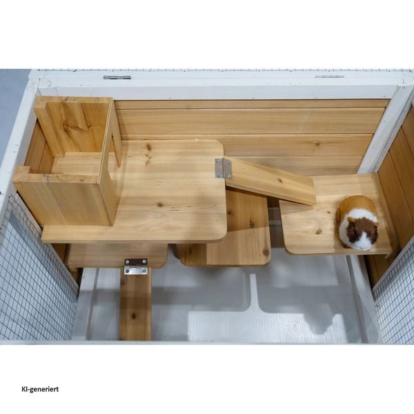 Produktbild: HTI-Living Erh&ouml;hter Kleintierk&auml;fig aus Holz Nagerk&auml;fig f&uuml;r Kaninchen, Meerschweinchen und Co.