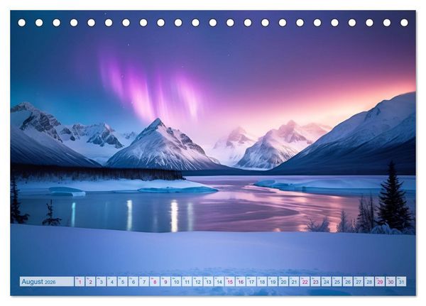 Produktbild: Traumhafte Polarlichter . Licht, Schnee und Eis hoch im Norden (Tischkalender 2026 DIN A5 quer), CALVENDO Monatskalender