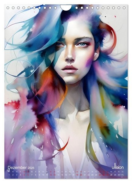 Produktbild: WILD FREI SCH&Ouml;N Aquarell-Portraits (Wandkalender 2026 DIN A4 hoch), CALVENDO Monatskalender
