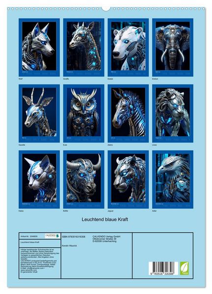 Produktbild: Leuchtend blaue Kraft (hochwertiger Premium Wandkalender 2026 DIN A2 hoch), Kunstdruck in Hochglanz
