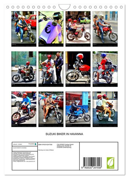 Produktbild: SUZUKI BIKER IN HAVANNA (Wandkalender 2026 DIN A4 hoch), CALVENDO Monatskalender
