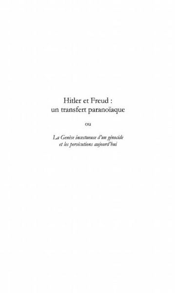 Produktbild: Hitler Et Freud, Un Transfert Parano??aque