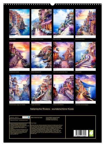 Produktbild: Italienische Riviera - wundersch&ouml;ne K&uuml;ste (hochwertiger Premium Wandkalender 2026 DIN A2 hoch), Kunstdruck in Hochglanz