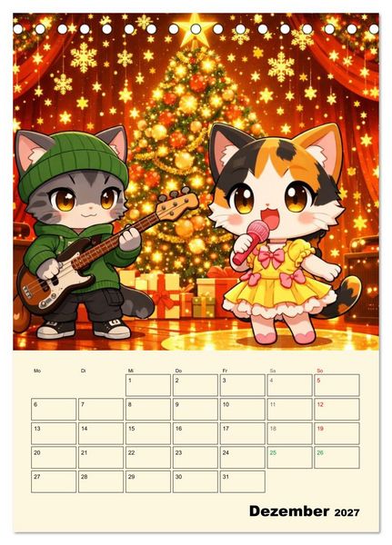 Produktbild: Mia und die Miezband (Tischkalender 2027 DIN A5 hoch), CALVENDO Monatskalender
