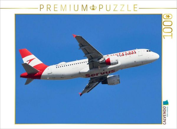 CALVENDO Puzzle OE-LBV - Austrian Airlines - Airbus A320-214 - Frankfurt Airport | 1000 Teile Lege-Größe 64x48cm Foto-Puzzle für glückliche Stunden