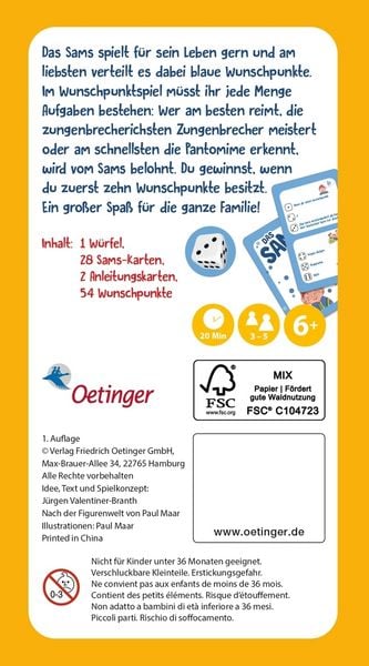 Produktbild: Das Sams. Das Wunschpunktspiel