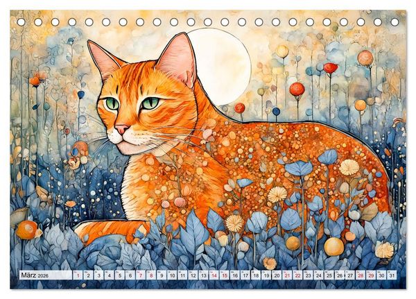 Produktbild: Katzenzauber - Katzenkalender mit stimmungsvollen Bildern (Tischkalender 2026 DIN A5 quer), CALVENDO Monatskalender