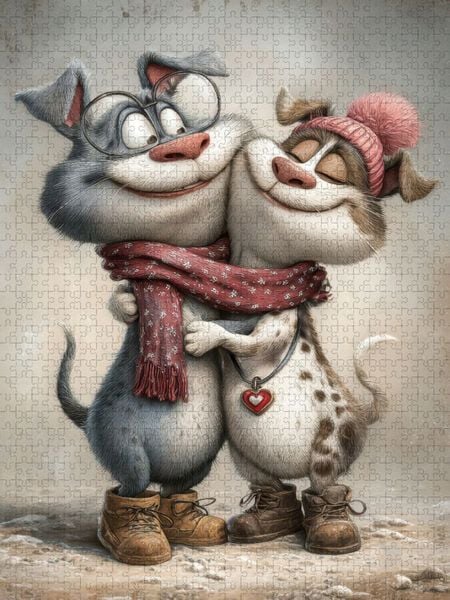 Produktbild: CALVENDO Puzzle Hunde - Liebe | 1000 Teile Lege-Gr&ouml;&szlig;e 64x48cm Foto-Puzzle f&uuml;r gl&uuml;ckliche Stunden