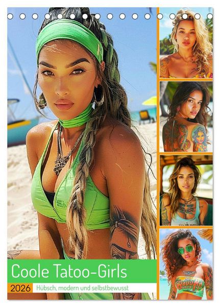 Produktbild: Coole Tatoo-Girls. H&uuml;bsch, modern und selbstbewusst (Tischkalender 2026 DIN A5 hoch), CALVENDO Monatskalender