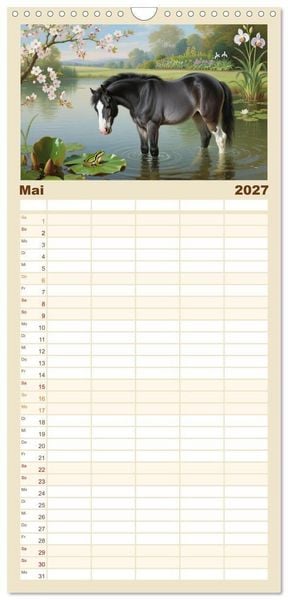 Produktbild: Familienplaner 2027 - Pferdegem&auml;lde, inspiriert von den Alten Meistern mit 5 Spalten (Wandkalender, 21 x 45 cm) CALVENDO