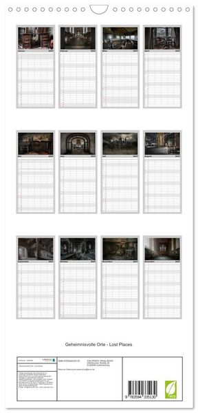 Produktbild: Familienplaner 2027 - Geheimnisvolle Orte - Lost Places mit 5 Spalten (Wandkalender, 21 x 45 cm) CALVENDO