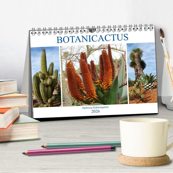 Produktbild: BOTANICACTUS Mallorcas Kakteengarten (Tischkalender 2026 DIN A5 quer), CALVENDO Monatskalender