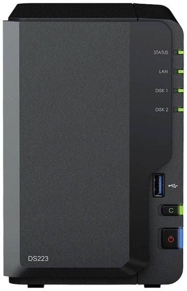 Synology DiskStation DS223 NAS-Server Gehäuse 0GB 2 Bay USB 3.2 Gen 1 Frontanschluss (USB 3.0), Synology® Hard- und Soft