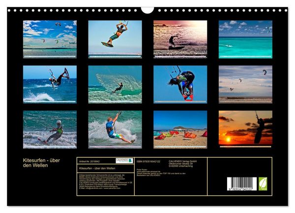 Produktbild: Kitesurfen - &uuml;ber den Wellen (Wandkalender 2026 DIN A3 quer), CALVENDO Monatskalender