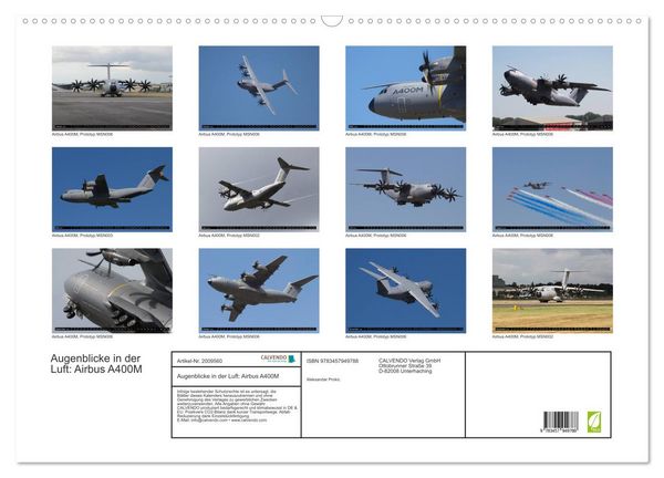 Produktbild: Augenblicke in der Luft: Airbus A400M (Wandkalender 2026 DIN A2 quer), CALVENDO Monatskalender
