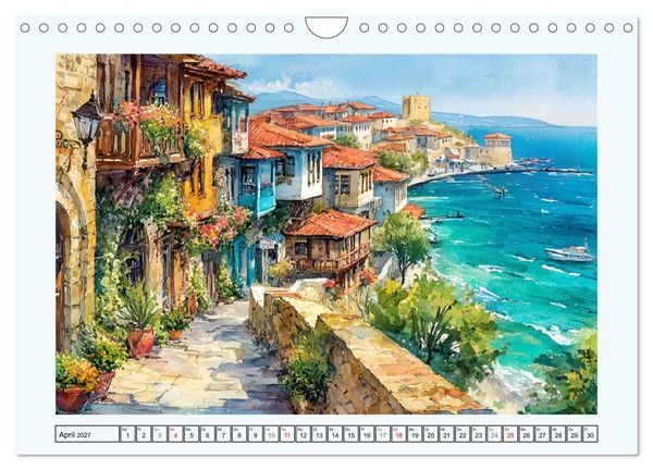 Produktbild: Bulgarien. K&uuml;nstlerische Aquarelle zwischen Altstadt und Meer (Wandkalender 2027 DIN A4 quer), CALVENDO Monatskalender