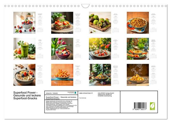 Produktbild: Superfood Power - Gesunde und leckere Superfood-Snacks (Wandkalender 2026 DIN A3 quer), CALVENDO Monatskalender