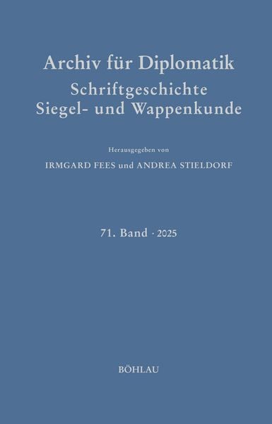 Produktbild: Archiv f&uuml;r Diplomatik, Schriftgeschichte, Siegel- und Wappenkunde