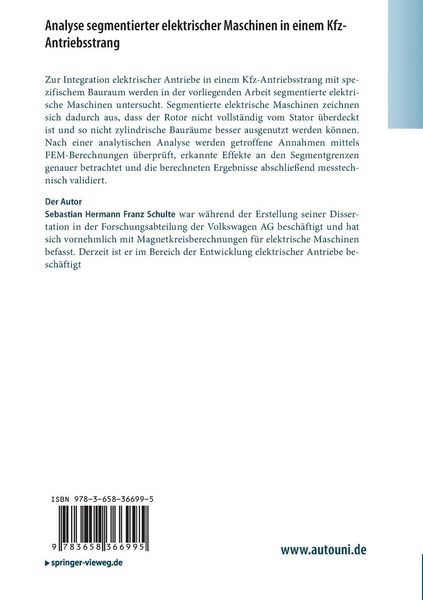 Produktbild: Analyse segmentierter elektrischer Maschinen in einem Kfz-Antriebsstrang
