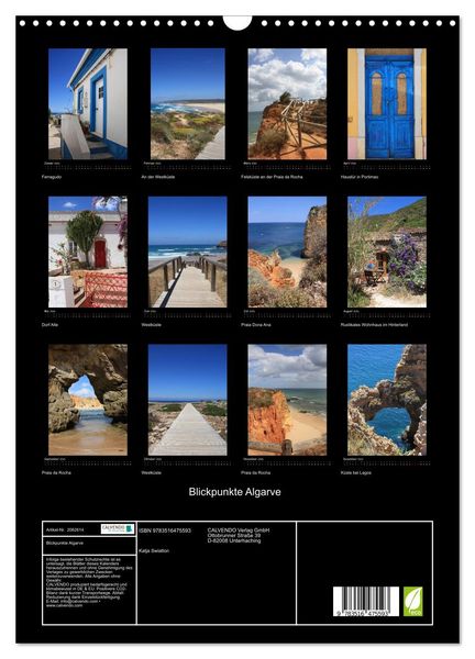 Produktbild: Blickpunkte Algarve (Wandkalender 2026 DIN A3 hoch), CALVENDO Monatskalender