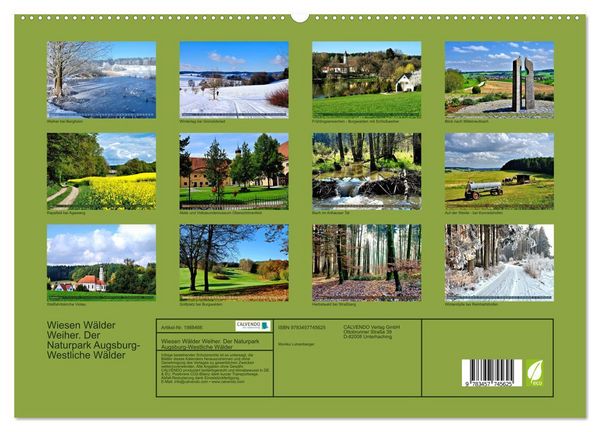 Produktbild: Wiesen W&auml;lder Weiher. Der Naturpark Augsburg-Westliche W&auml;lder (hochwertiger Premium Wandkalender 2026 DIN A2 quer), Kunstdruck in Hochglanz