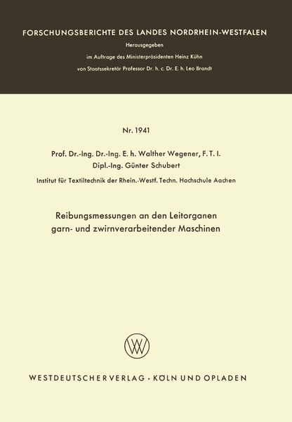 Produktbild: Reibungsmessungen an den Leitorganen garn- und zwirnverarbeitender Maschinen