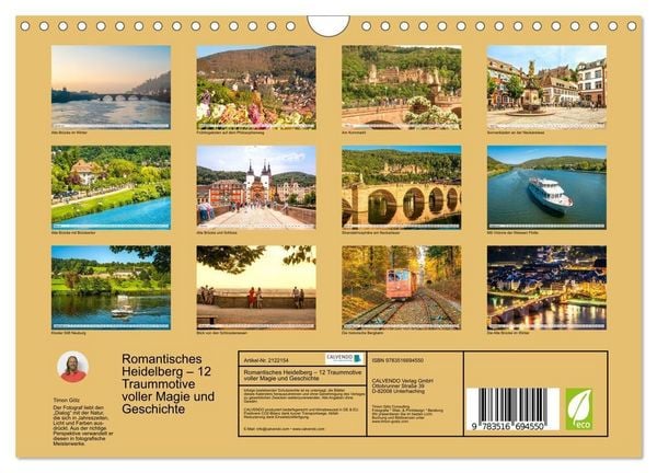 Produktbild: Romantisches Heidelberg &ndash; 12 Traummotive voller Magie und Geschichte (Wandkalender 2026 DIN A4 quer), CALVENDO Monatskalender