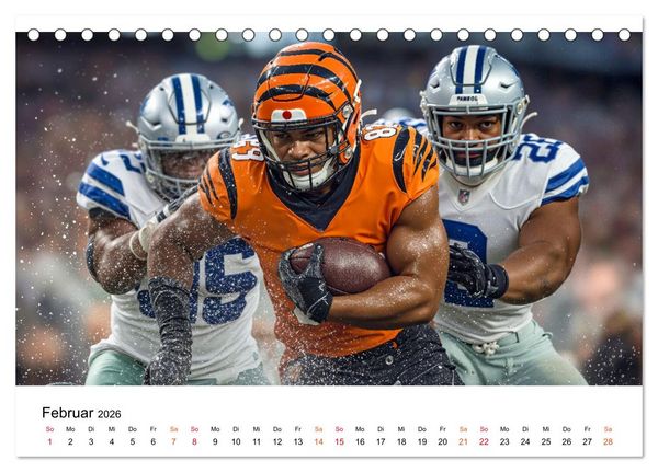 Produktbild: American Football - Touchdown durchs Jahr (Tischkalender 2026 DIN A5 quer), CALVENDO Monatskalender