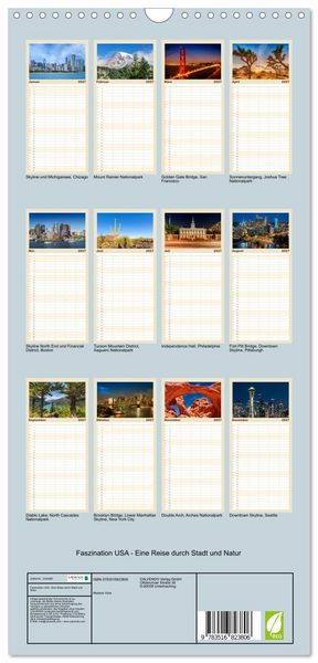 Produktbild: Familienplaner 2027 - Faszination USA - Eine Reise durch Stadt und Natur mit 5 Spalten (Wandkalender, 21 x 45 cm) CALVENDO