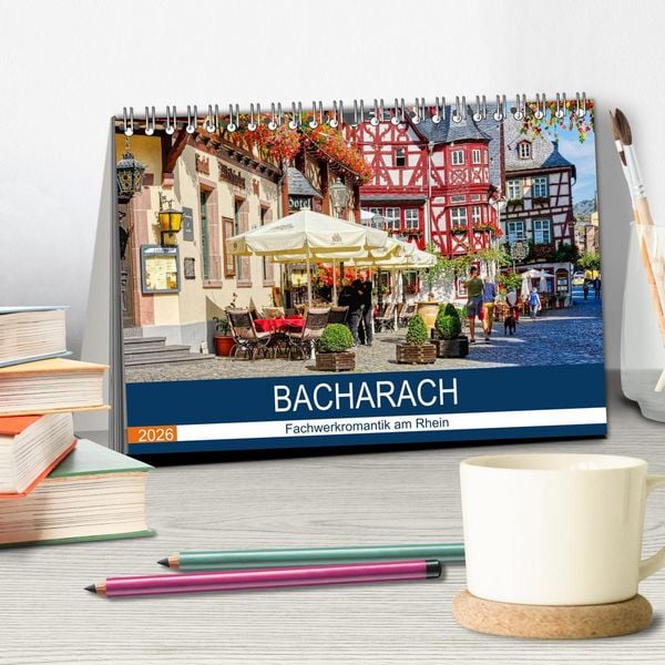 Produktbild: Bacharach - Fachwerkromantik am Rhein (Tischkalender 2026 DIN A5 quer), CALVENDO Monatskalender