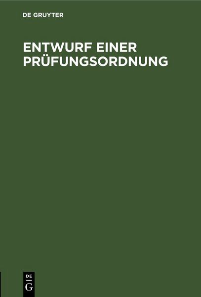 Produktbild: Entwurf einer Pr&uuml;fungsordnung