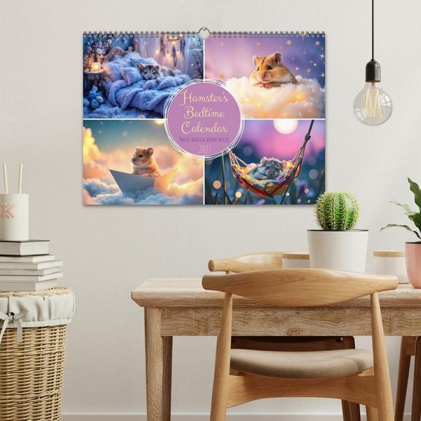 Produktbild: Hamster's Bedtime Calendar - Twelve magical dream worlds (Wall Calendar 2027 DIN A3 landscape), CALVENDO 12 Month Wall Calendar