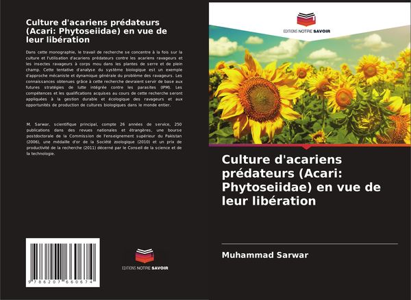 Produktbild: Culture d'acariens pr&eacute;dateurs (Acari: Phytoseiidae) en vue de leur lib&eacute;ration